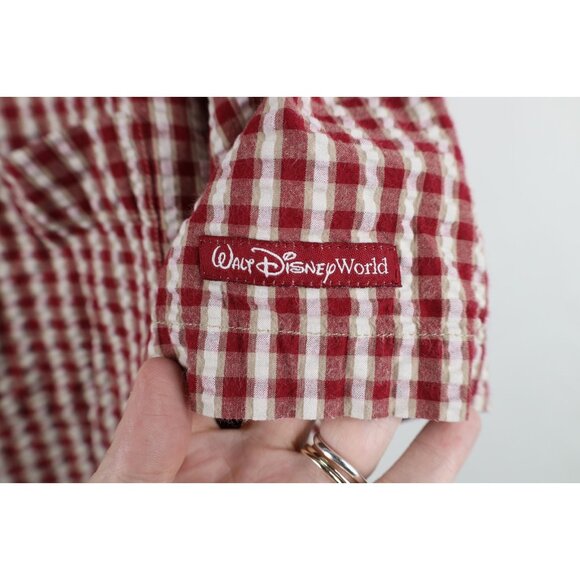 Vintage 90s Disney Mens M Mickey Mouse Seersucker Short Sleeve Button Down Shirt - Picture 6 of 12